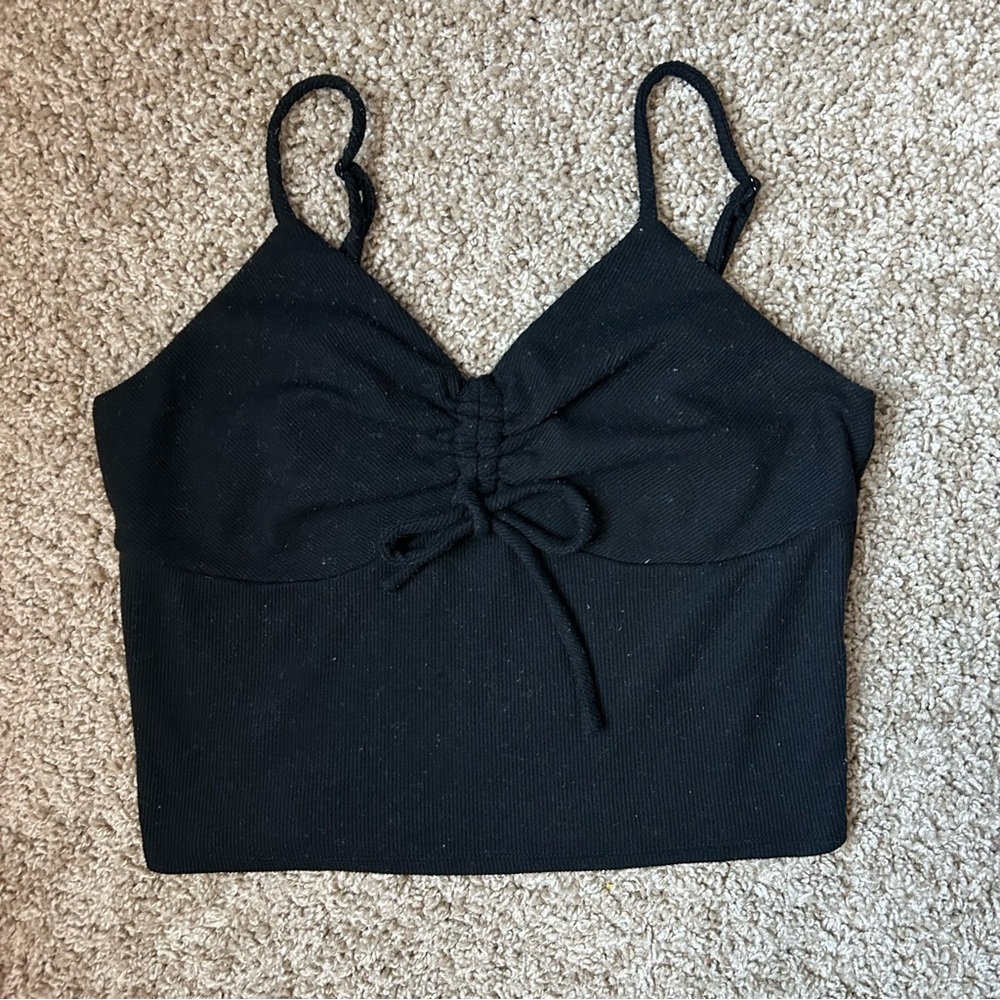Women’s Papaya Black Ruched Women's Crop Top Size Large |A173